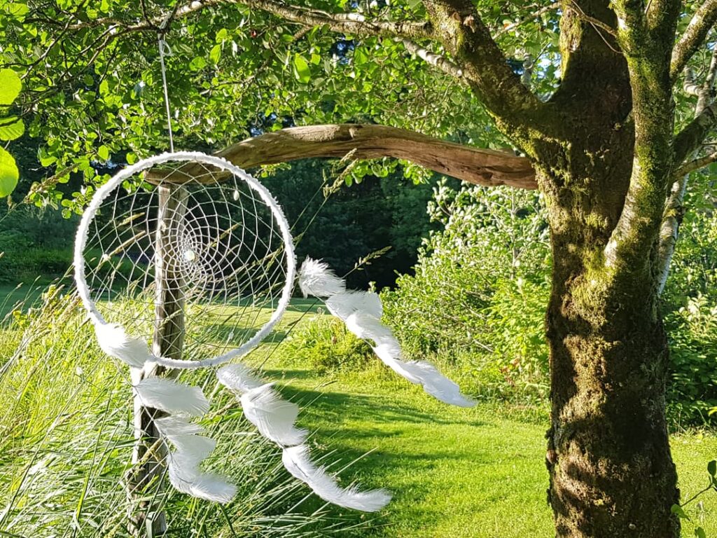 White-moonstone-dreamcatcher-hanging-in-tree